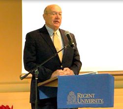 Admiral Vern Clark at Regent University, Virginia Beach.