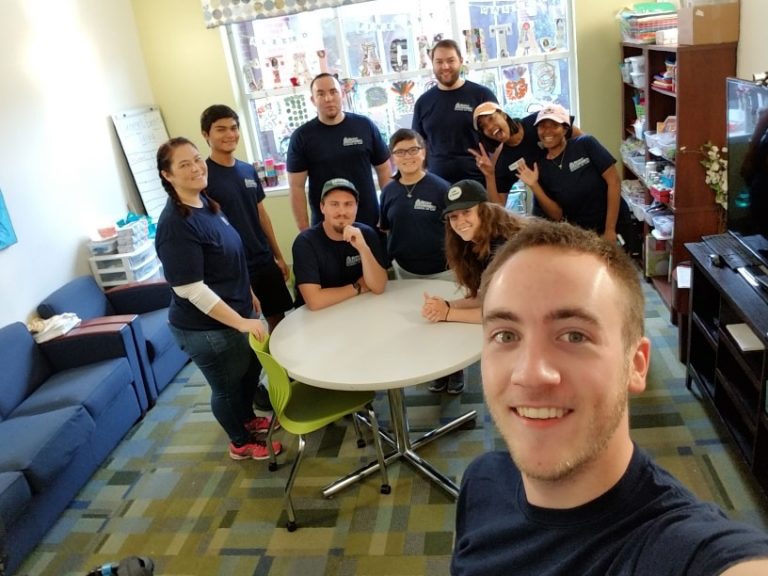 Alexander Angle, 2L, with his team at St. Mary's Home for Disabled Children.