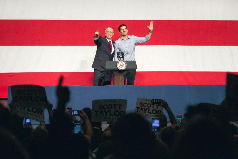 Vice President Mike Pence and U.S. Rep. Scott Taylor. Photo courtesy of Patrick Wright.