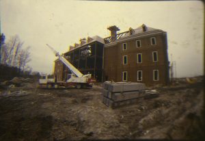 The plaza for Regent University's Library and Robertson Hall under construction.