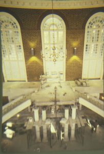 The lobby of Regent University's beautiful library building.