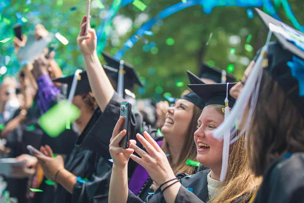 Celebrating the moment during Regent University's commencement ceremony.