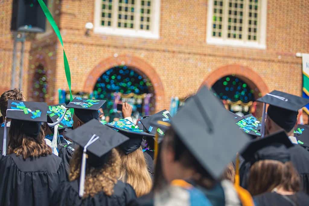 Celebrating the culmination of a journey during the commencement ceremony.