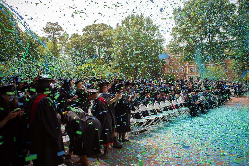 Regent colors during beautiful commencement ceremony.