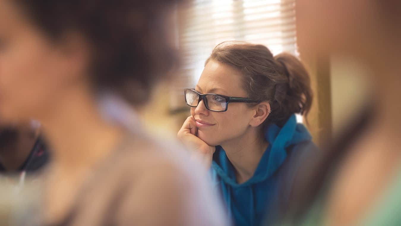 A student in class: Pursue a Bachelor of Science in Mathematics degree at Regent University.