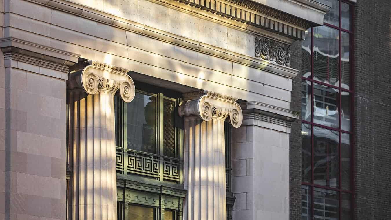 Architectural details of a building: Pursue a bachelor’s in criminal justice degree online or at Regent’s campus in Virginia Beach.