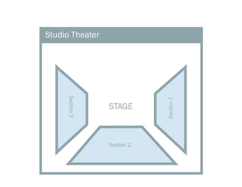 Seating chart of Regent University's studio theatre, Virginia Beach.