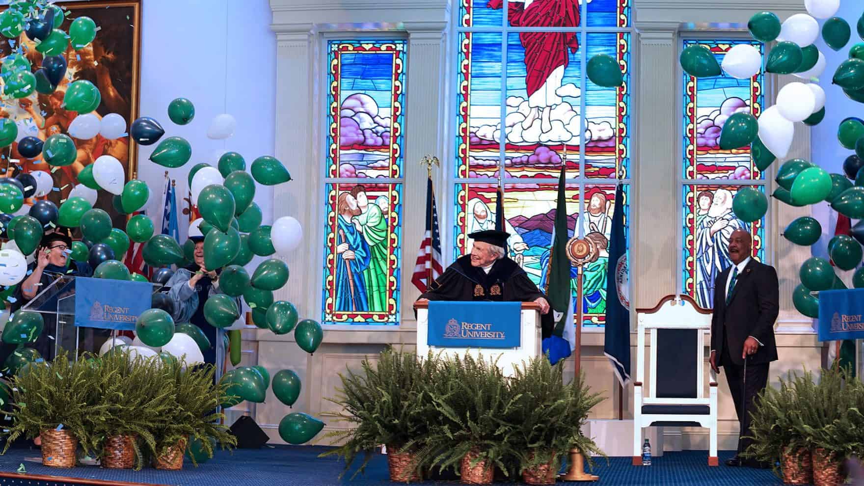 Dr. Pat Robertson, Regent University's Founder, Chancellor & CEO, during its commencement ceremony.