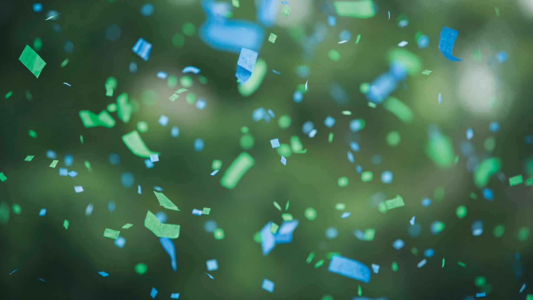 Confetti during the graduation ceremony of Regent University, Virginia Beach, VA 23464.