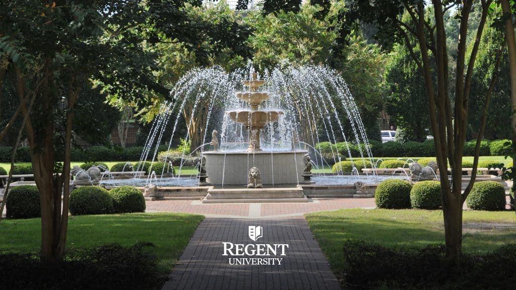 The fountain on Regent University's beautiful campus in Virginia Beach, VA 23464.