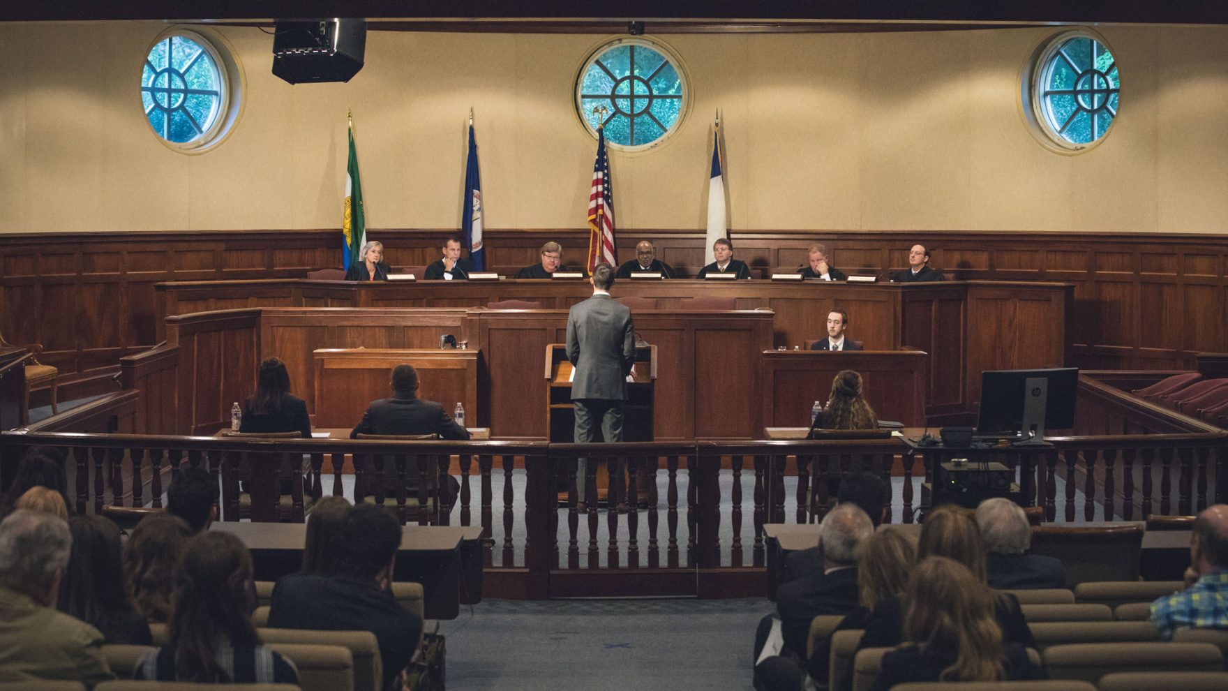 A moot court at Regent University's law school in Virginia.