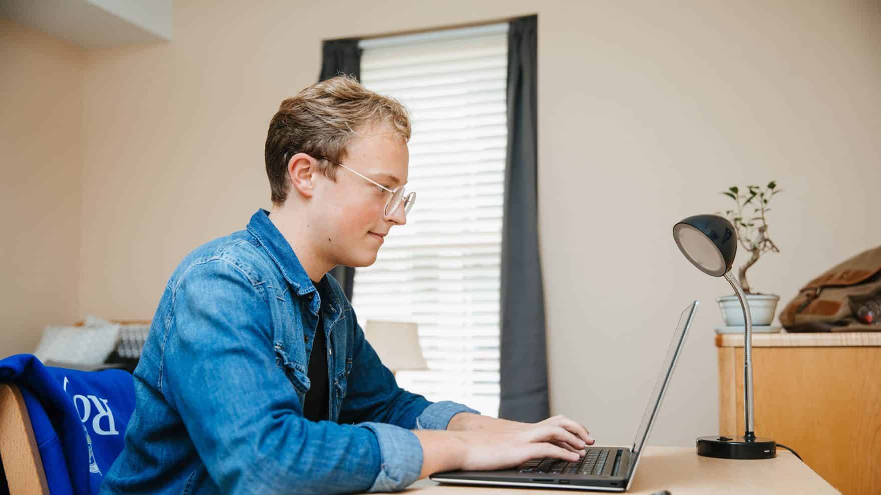 A student at Regent, a university that offers a CLEP testing center.