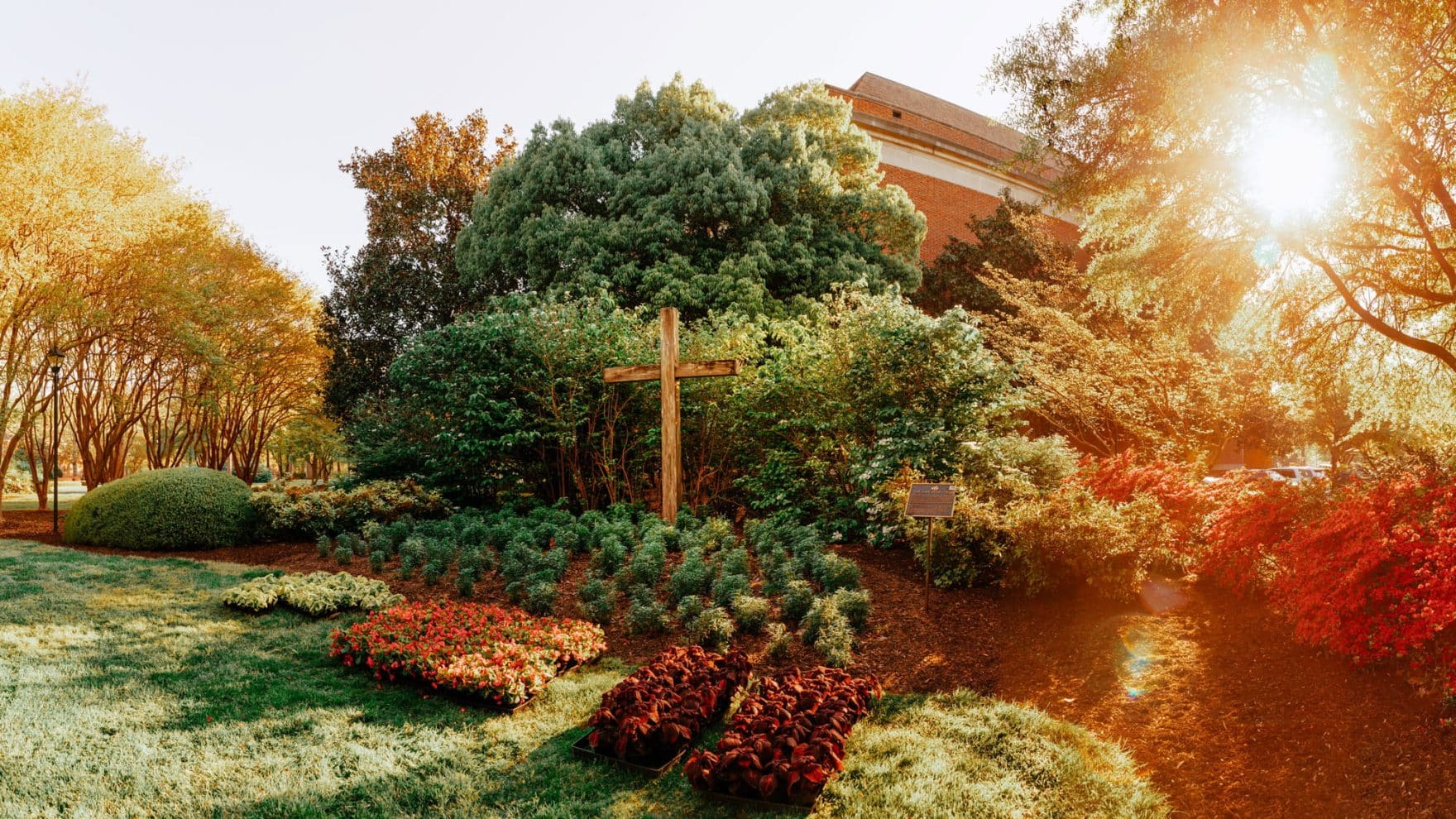 A Holy Cross on Regent University's campus in Virginia Beach: Access Regent's devotionals.