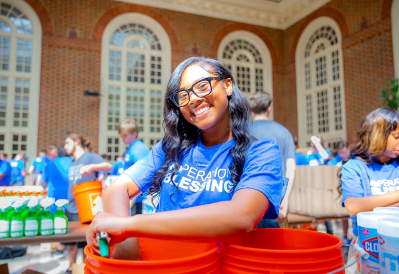 Regent Students and Operation Blessing pack disaster relief kits for Hurricane Idalia victims