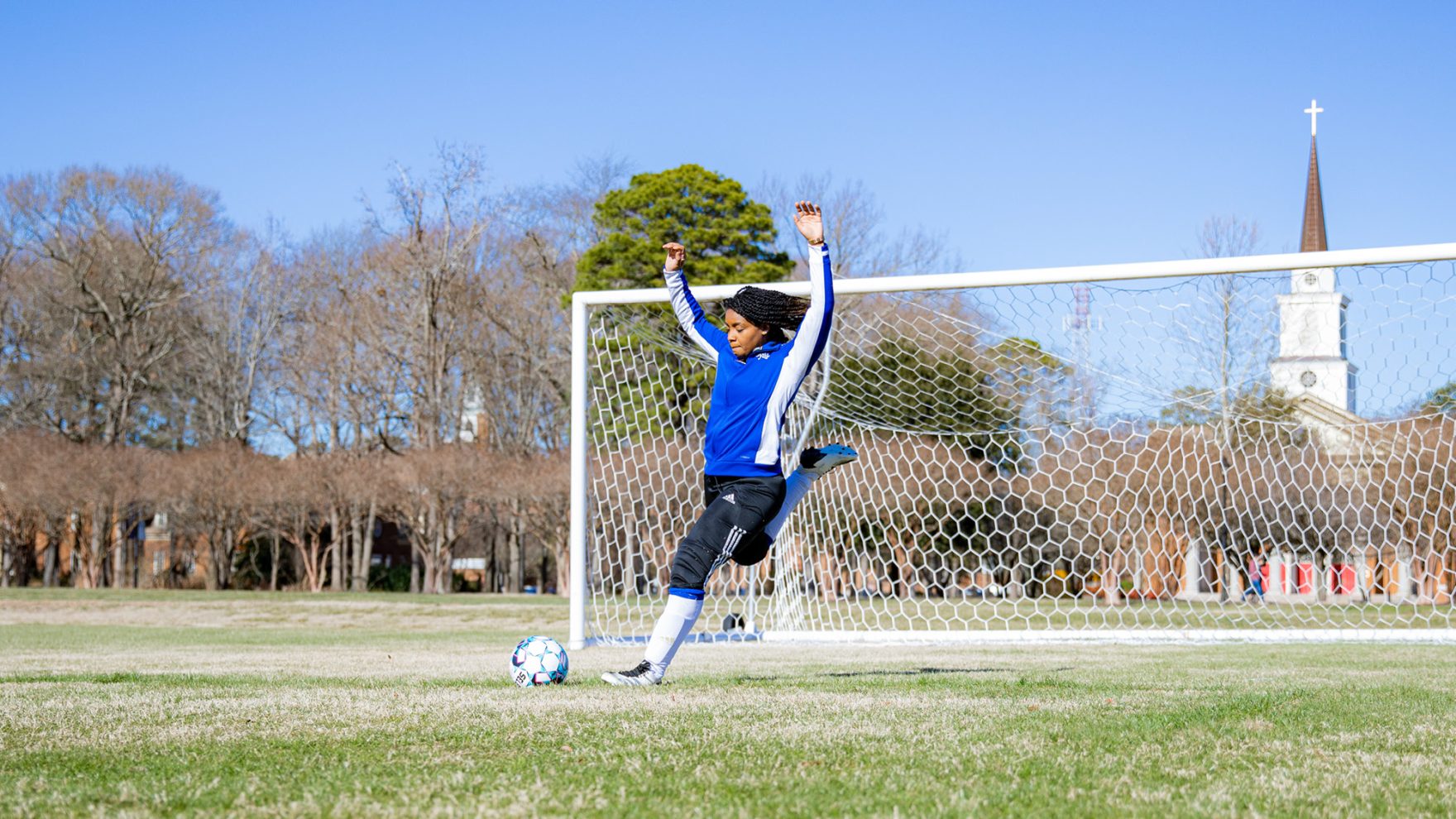 Regent University athlete Marelly Balentina competes in soccer for the Regent Royals.