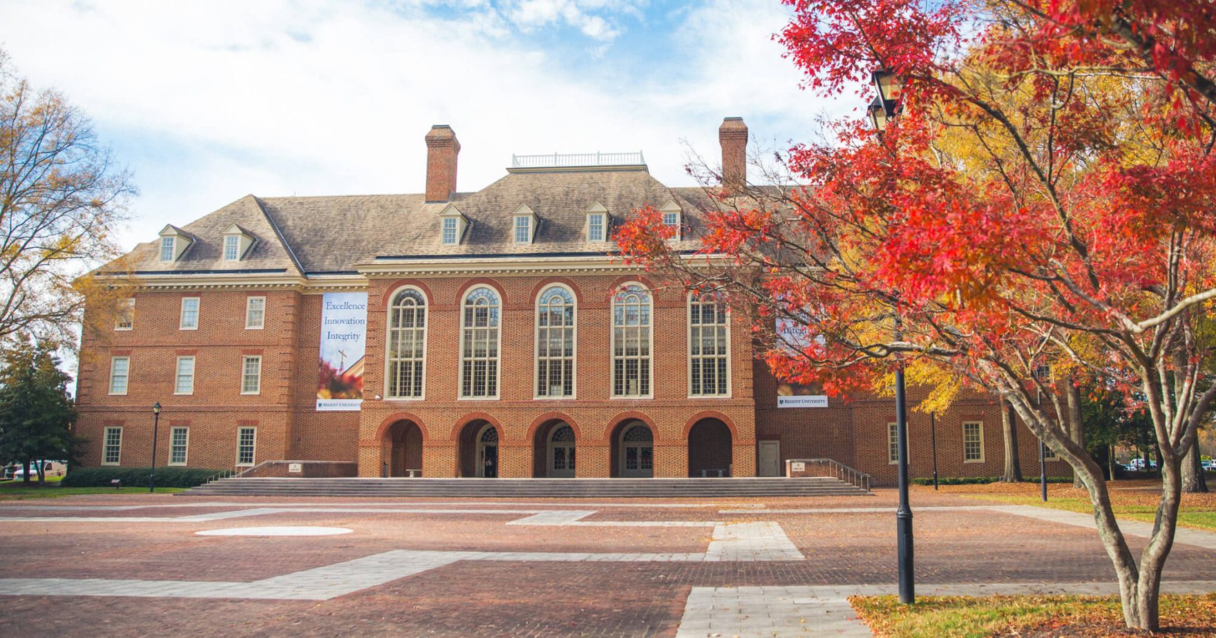 Regent University campus building, representing its inclusion in U.S. News Best Colleges rankings.